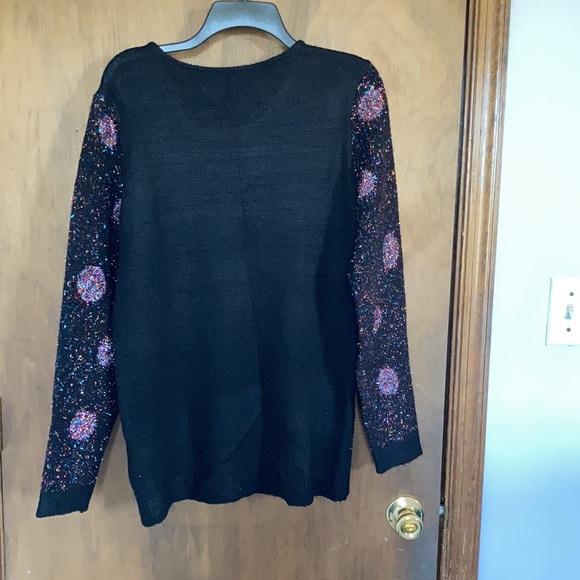 Offer $10 Apt 9 black multi color metallic accent polka dot retro sweater L - Picture 15 of 17